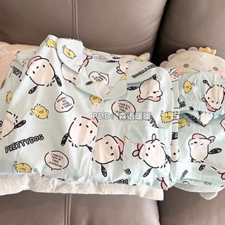 糖果屋~韓版ins卡通帕恰狗睡衣女夏款可愛薄款學生短袖可外穿家居服套裝居家服