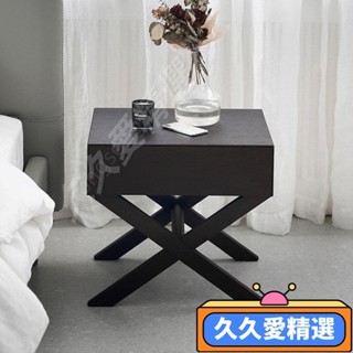 【熱銷】北歐極簡床頭櫃現代簡約時尚臥室床邊櫃黑橡木輕奢收納櫃傢具批發JJAJ