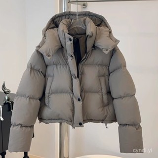 羽絨外套 2024年女短版新款加厚連帽時尚保暖麵包服羽絨服 防寒 保暖羽絨服 白鴨絨外套女生1123 NVGI