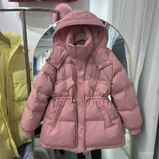 保暖外套 韓版 中長版羽絨服女秋冬2024年新款東大門加厚連帽收腰白鴨絨保暖外套 羽絨外套連帽1124 QGJP