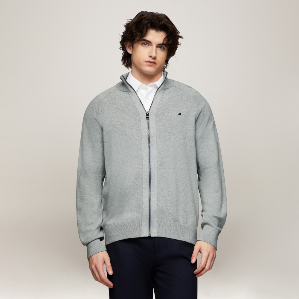 【Tommy Hilfiger】棉質拉鍊夾克_灰色
