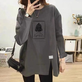 秋冬新品🍂大尺碼上衣 棉t長袖 長袖上衣女 中長款上衣 韓國女裝大碼胖mm100KG可穿 遮肉顯瘦內搭上衣 德絨長袖t恤