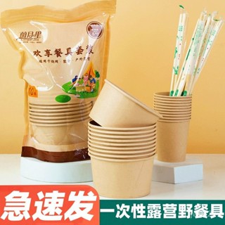 一次性餐具三件套裝酒席戶外露營野餐燒烤野炊紙碗杯筷子家用待客 IQPH