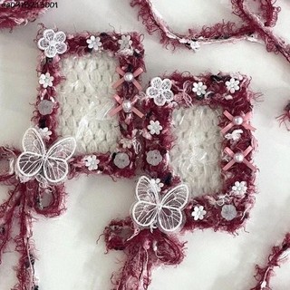 ins風蕾絲咕卡套【紅鳶尾】手混線貓耳原創diy手工咕卡套成品 痛包裝飾 kpop追星小卡 硬卡套 展示小卡卡套 咕卡套
