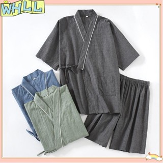 《限時特賣》日式款男士和服 大尺碼100公斤 家居汗蒸服套裝 純棉短袖短褲睡衣WHLL