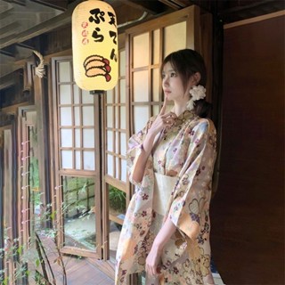 🌸熱銷免運🌸影樓日系神明改良和服日本日式浴衣寫真花色復古可愛少女連衣裙 改良和服 日式浴衣 日式 COSPLAY 角