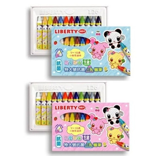 liberty 利百代 1201-jtc 可愛家族 特大號抗菌三角蠟筆 12色【金玉堂文具】