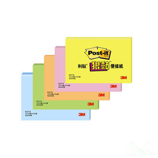 3M Post-it 利貼 657S 狠黏可再貼 便條紙 共5色 便利貼 101mm*75mm【金玉堂文具】