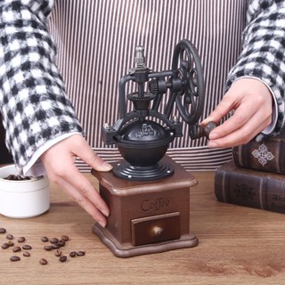 復古搖輪咖啡磨豆機家用咖啡豆研磨機手動咖啡磨粉機手搖魔豆機辰辰嚴選店