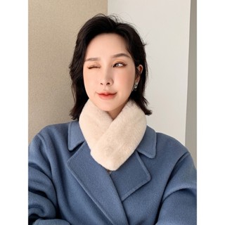 🔥臺灣出貨🔥純色獺兔毛冬季保暖圍巾女士簡約韓版可愛兔毛雙麵小圍脖真毛 O5TP