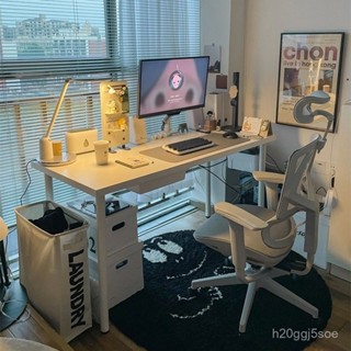 ⭐ 可開發票⭐宜家電腦桌白色直角桌臥室書桌簡約長條桌家用ins風辦公學習桌 A4GP