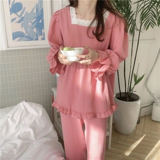 Lam 睡衣 居家服秋冬款睡衣女ins風高顏值奶乎乎公主風可愛小個子家居服長袖套裝