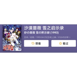 絕版卡通 沙漠薔薇雪之啟示錄（1993）OVA經典 影片 DVD