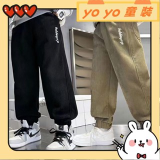 💫yoyo童裝💫兒童長褲子 秋冬季刷毛款 男童長褲子 加厚秋冬款百搭運動長褲中大童休閒燈芯褲潮YY12