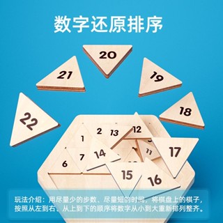 好物優選✨兒童木製六邊速滑小學生益智思維玩具可移動拼圖三角形數字華容道