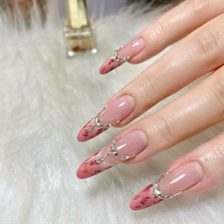 [新款上市]💅招財韆金漸變豹紋粉色氛圍感秋冬法式高階純手工穿戴甲美甲 假指甲 手工穿戴甲 美甲貼片 穿戴甲