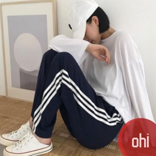 【ohi】大尺碼運動長褲休閒褲男女學院學生 撞色三槓條紋時尚褲子女長褲休閒長褲 女生褲子(GPAK47)