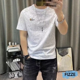 夏季 修身男生T恤 韓版 潮流 ins 新款 日系 復古 潮牌 短袖 短袖上衣 冰絲短T ATL828【FIZZE】