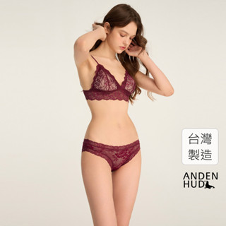 【Anden Hud】牡丹之海．全網紗織帶2/3包臀中腰三角內褲(好運紅-繁花) 臺灣製