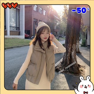 特價💞背心外套韓版年春秋短版淑女休閒馬甲ins小眾設計感羽絨棉無袖無袖外套女 背心 羽絨外套 馬甲 翻背心mau ru
