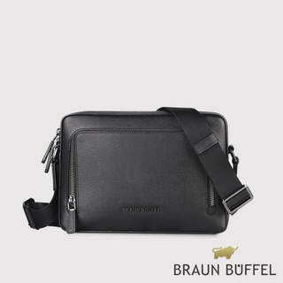 【BRAUN BUFFEL】維克多-D 橫式斜背包-黑色(德國小金牛台灣總代理)/BF512-TW61-BK