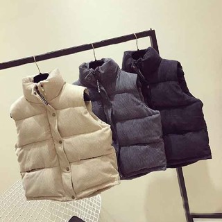 【免運】秋冬韓版寬鬆坎肩 麵包服 加厚棉衣馬甲女 背心外套 燈芯絨短款學院風