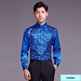 低價/清倉/舞臺表演服 男生襯衫 亮閃閃襯衫 彩色亮片襯衫舞臺表演男士襯衫廣場舞大合唱表演主持歌手服裝大尺碼