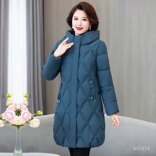🔥48H出貨 中老年女長款棉襖 大碼羽絨棉外套 抗寒防風衣服加厚羽絨棉服 休閒顯瘦棉服 保暖中長款媽媽棉衣冬裝女