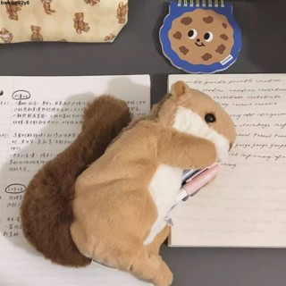 鉛筆盒/筆袋💓✨臺灣熱銷可愛短尾小松鼠筆袋毛絨絨動物文具袋 ins治癒解壓公仔文具收納袋