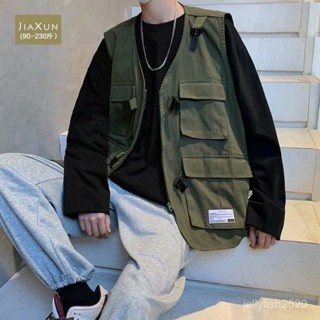 🔥加大碼背心外套 加大尺碼男裝 彈力外套 復古 口袋 馬甲 套裝 疊穿 無袖寬鬆 美式機能口袋工裝馬甲夏季日係潮流寬鬆