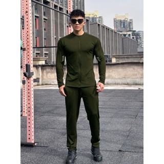 BIT SPORTS健身肌肉流行時尚男士冬季長袖上衣拉鏈衫長褲兩件套裝新款運動