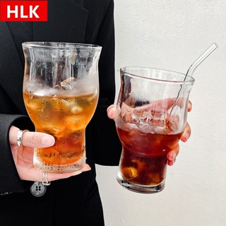 玻璃水杯 玻璃杯 牛奶杯 果汁杯 家用喝水杯 咖啡杯 小眾複古寬口玻璃杯冰美式咖啡杯大容量蘇打杯飲品杯果茶杯