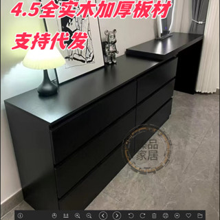 【臻品】黑色實木梳妝臺儲物臥室伸縮化妝桌收納櫃鬥櫃一體書桌輕奢高級感