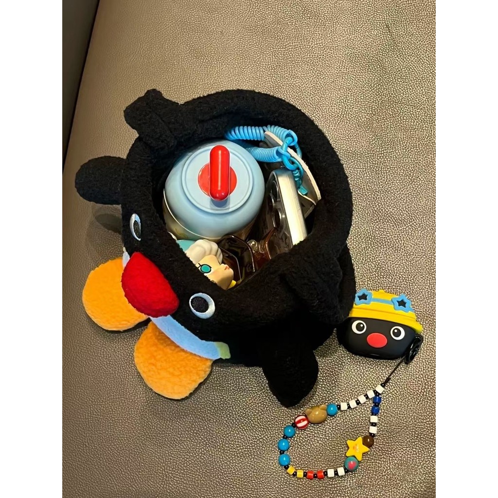 當天發貨+隔日達 💛 pingu 毛絨玩具水杯包 創意可愛企鵝公仔戶外瓶套便攜保溫杯套 pingu企鵝 卡通包包 兒童包