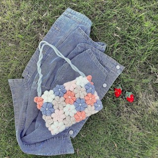 嘉義出貨♕大陸熱賣 手作包包 diy縫紉編織包包 手工包包 材料包 手提包 斜跨包 手工diy花朵包珍珠編織自制材料