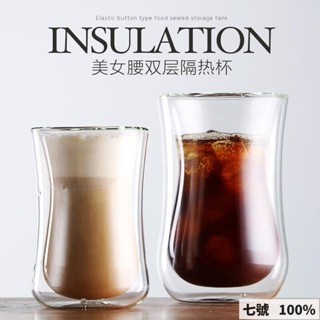 🔥臺灣出貨 創意雙層耐熱玻璃杯家用防燙水杯泡茶杯冰咖啡杯果汁牛奶隔熱杯子大容量雙層杯 雙層玻璃杯