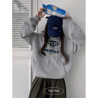 Codibook｜韓國 thepink 摩托街頭風寬鬆印花連帽衫［預購］長袖上衣 女裝