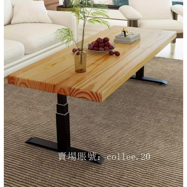 新品 低價 實木手搖式 升降茶幾餐桌 兩用 小戶型手動升降茶幾客廳家用電動茶幾