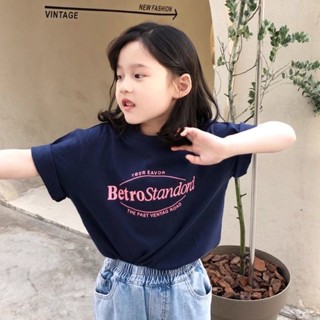 女童純棉短袖T恤童裝夏季女孩洋氣時尚中大童打底衫兒童上衣潮流【COCO】