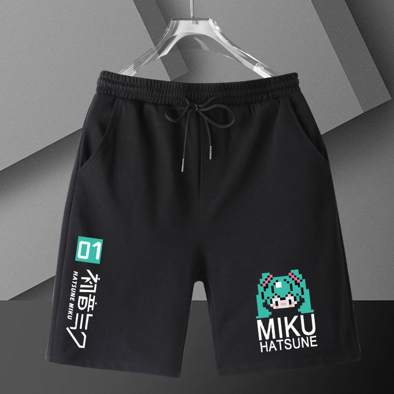 【新款上市】動漫週邊 二次元 初音未來氣MIKU動漫週邊Vocaloid五分休閒褲男女學生夏純棉短褲子 優選 高品質
