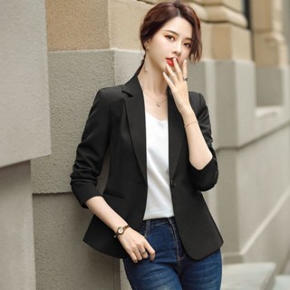 2023春秋網紅小西裝外套女士薄款韓版長袖短款修身上衣休閒西服潮XZWT~
