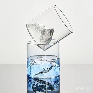 耐用【暖暖家】現貨可愛ins複古國潮風山河觀山杯子富士山玻璃杯透明冰山水杯耐熱泡茶杯子 WKTW