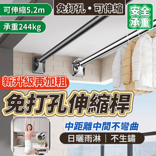 免打孔安裝 伸縮桿 晾衣架 超強承重伸縮桿 衛生間掛衣支撐桿 窗簾桿 陽臺桿 浴簾桿 掛衣桿 加長款伸縮桿 多用途窗簾桿