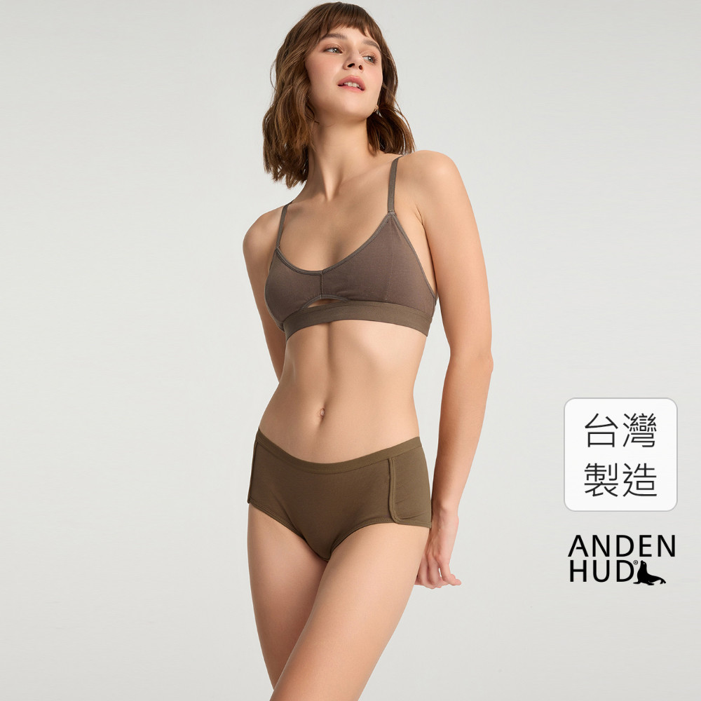 【Anden Hud】Travel memories．滾邊中腰平口內褲(秋雨棕) 純棉台灣製