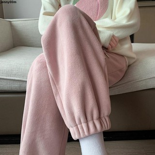 🔥 爆 女褲 長褲 闊腿褲👍 粉色加絨運動褲女秋冬季加厚外穿棉褲搖粒絨暖暖褲小個子束腳衛褲