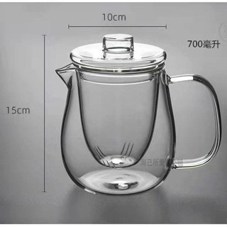 淘己🌟<茶壺內膽> 加厚大企鵝玻璃壺 帶蓋三件杯 透明過濾水壺 花茶壺 功夫茶具