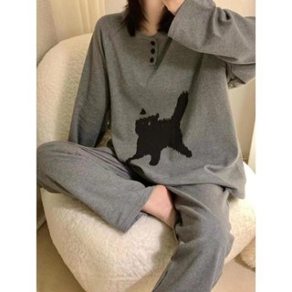 🔆小甜甜日係美衣👙 日係ins睡衣2024新款春季女款長袖圓領可外穿套裝春秋家居服 SKA3