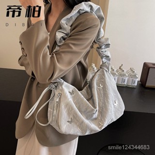 蝴蝶大容量包包女 夏季新款 褶皺單肩腋下包 時尚洋氣通懃斜挎包