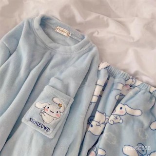 桃園出貨⭐玉桂狗睡衣冬季女珊瑚絨家居服網紅可愛大耳狗法蘭絨保暖套裝學生