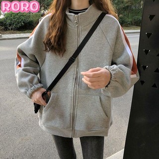 RORO🔸M-2XL 大碼外套 超火ins拉鏈衛衣外套女2023秋冬新款韓版寬松BF慵懶風學生上衣潮 女生外套 夾克外套